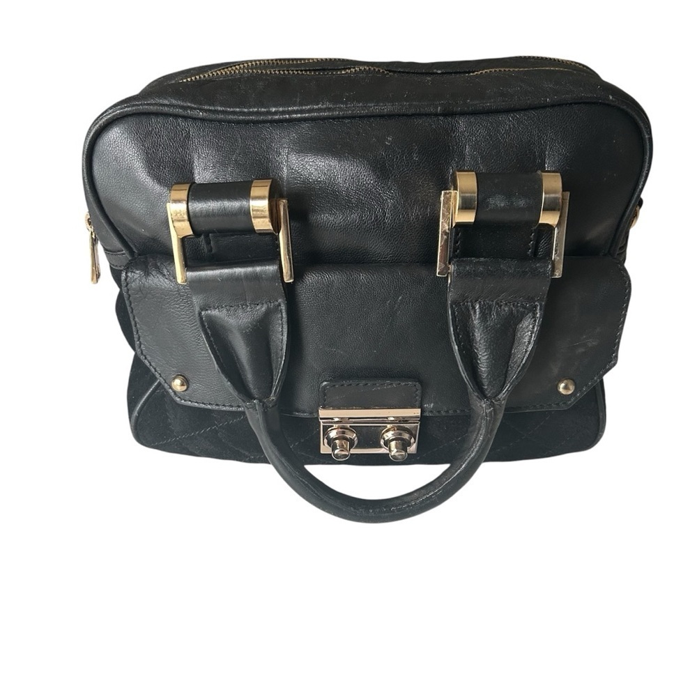 ASOS genuine leather satchel bag black